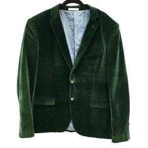 Needle & Stitch Blazer Mens 48R Green Velvet Two Button Notch Lapel Jacket Lined